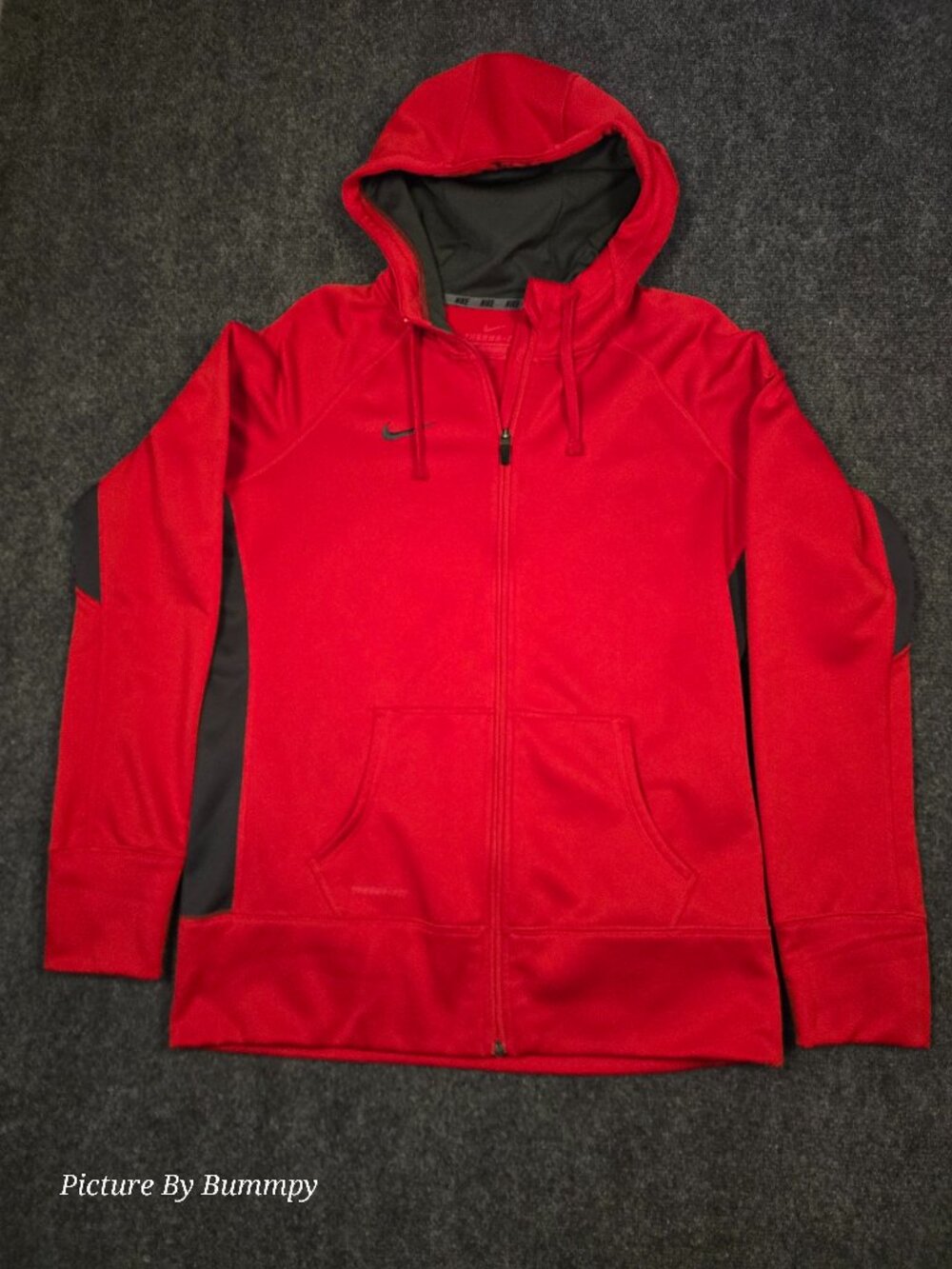 Nike Therma-FIT Full Zip Fleece Hoodie Red Gray Men's Size L (FA15)